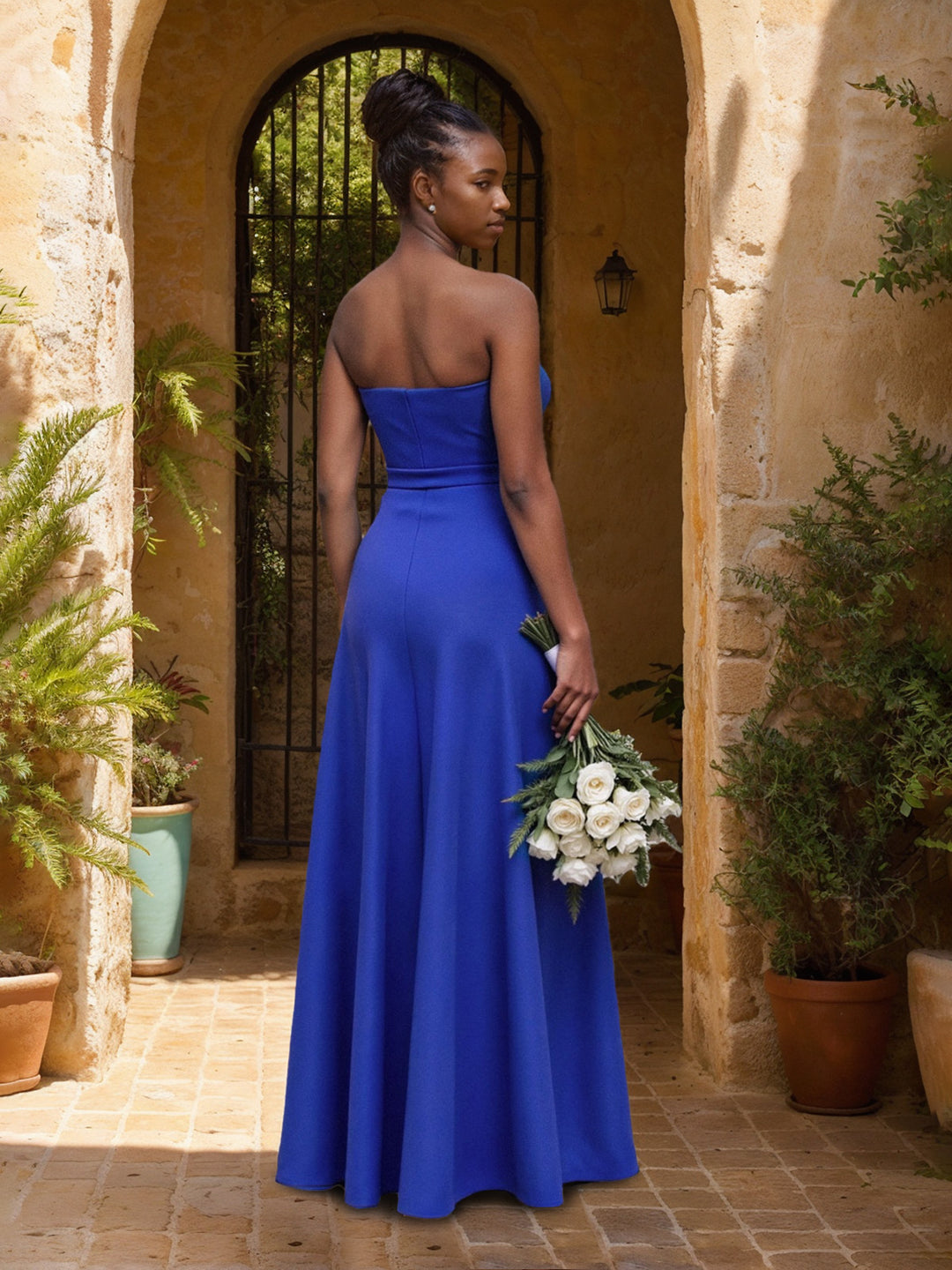 A-Line/Princess Sweetheart Sleeveless Floor-Length Pleated Bridesmaid Dresses with Bow & Slit
