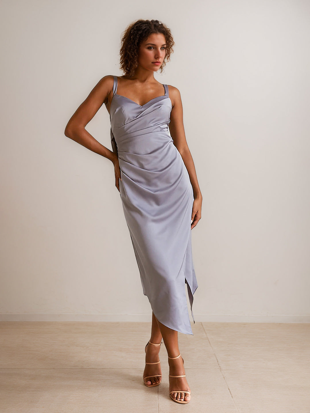 Sheath/Column Sweetheart Sleeveless Ruched Asymmetrical Bridesmaid Dre - Mondressy Sheath/Column Sweetheart Sleeveless Ruched Asymmetrical Bridesmaid Dre - Mondressy