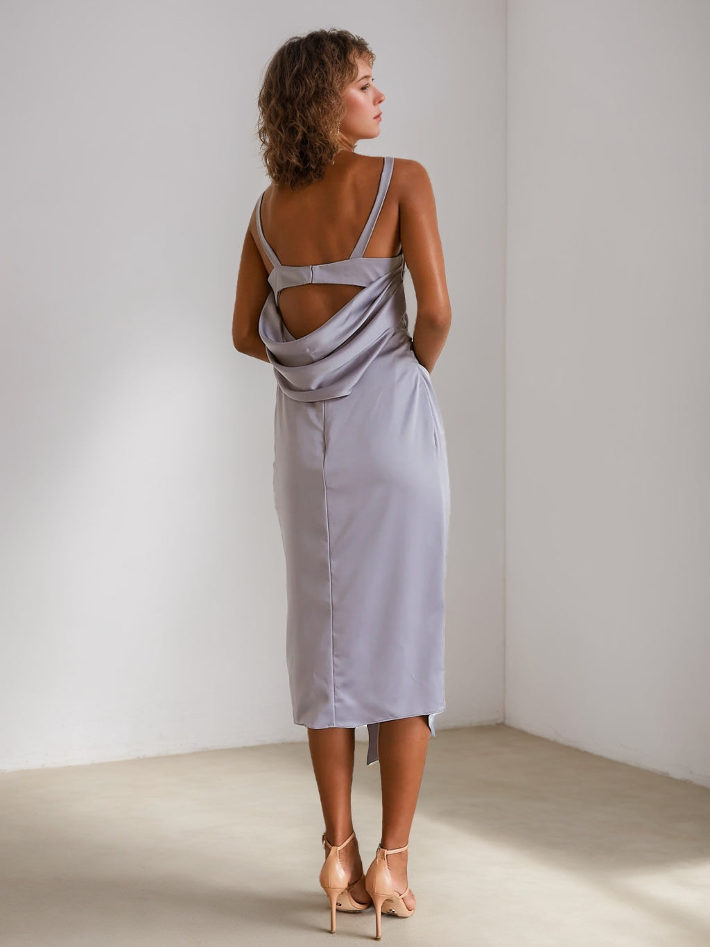 Sheath/Column Sweetheart Sleeveless Ruched Asymmetrical Bridesmaid Dresses with Slit & Cowl Back