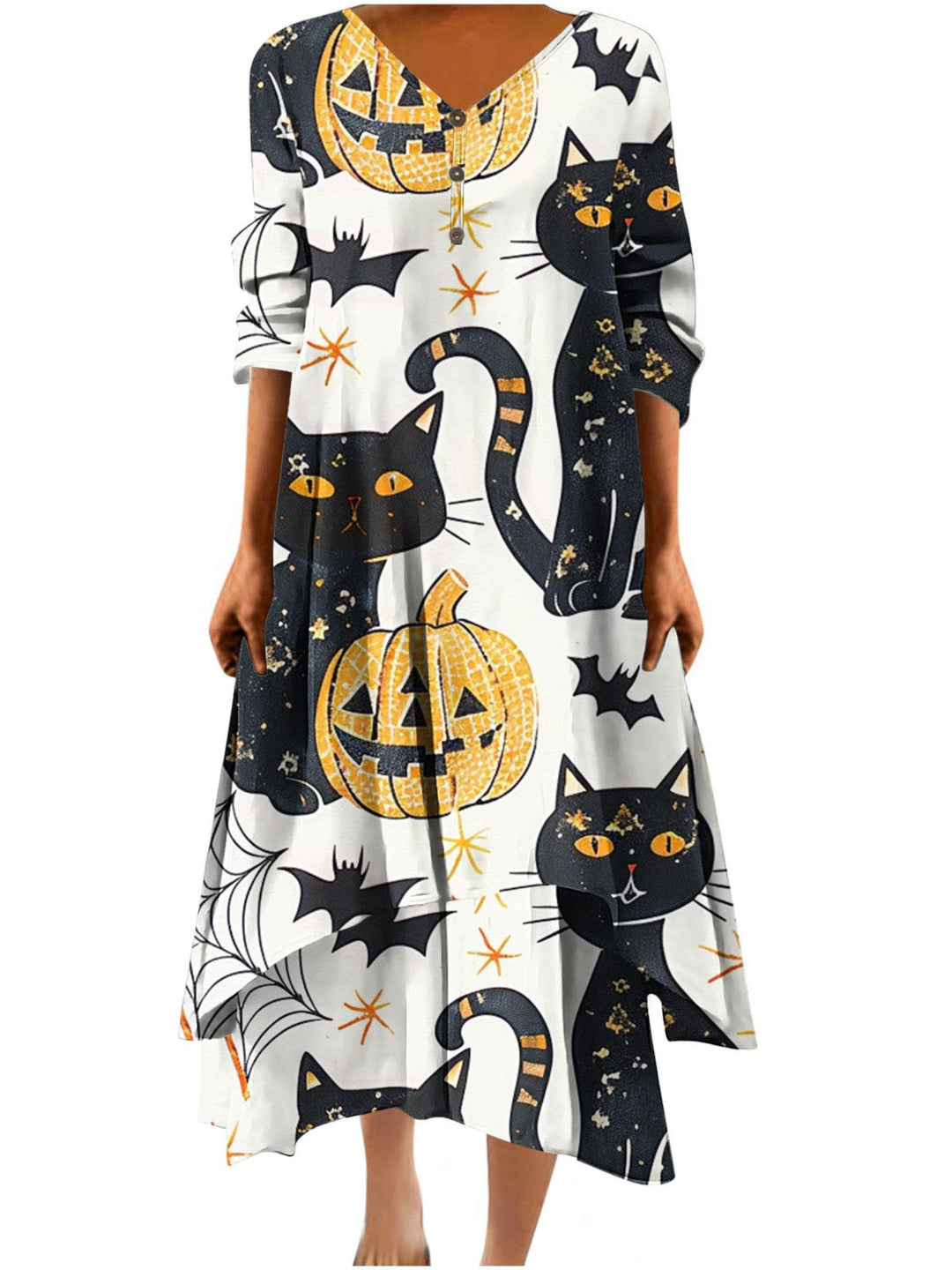 A-Line/Princess V-Neck Half Sleeves Ankle Length Casual Halloween Performance Costumes Dress