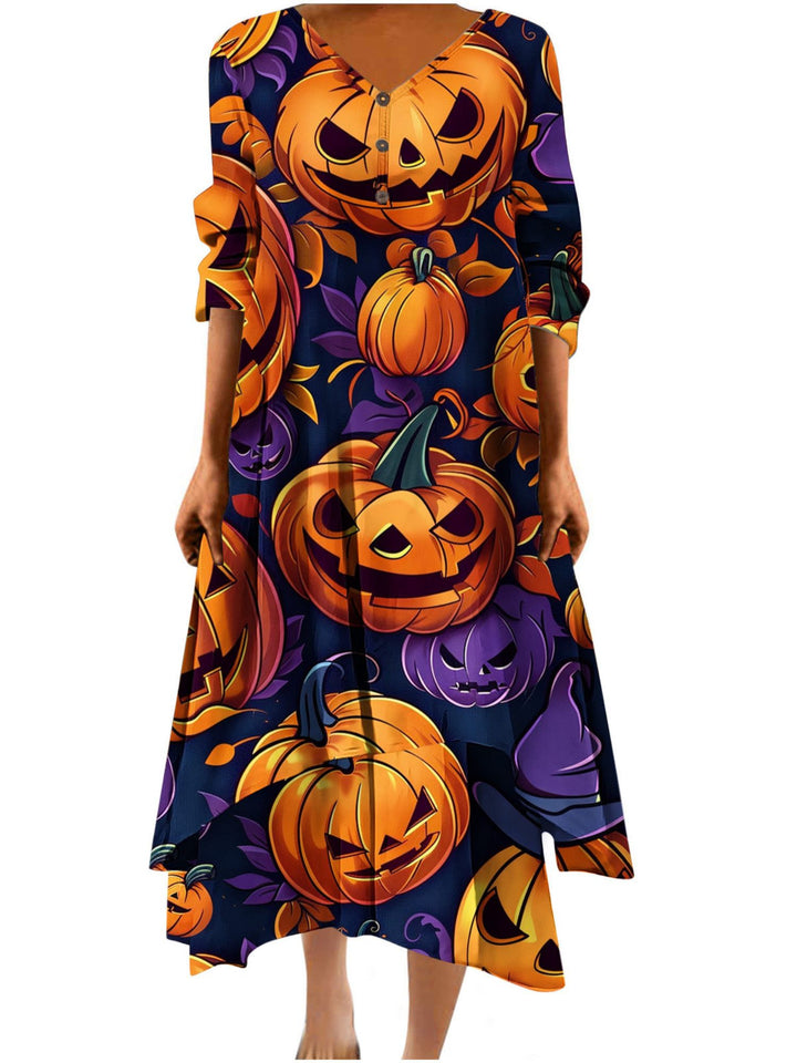 A-Line/Princess V-Neck Half Sleeves Ankle Length Casual Halloween Performance Costumes Dress