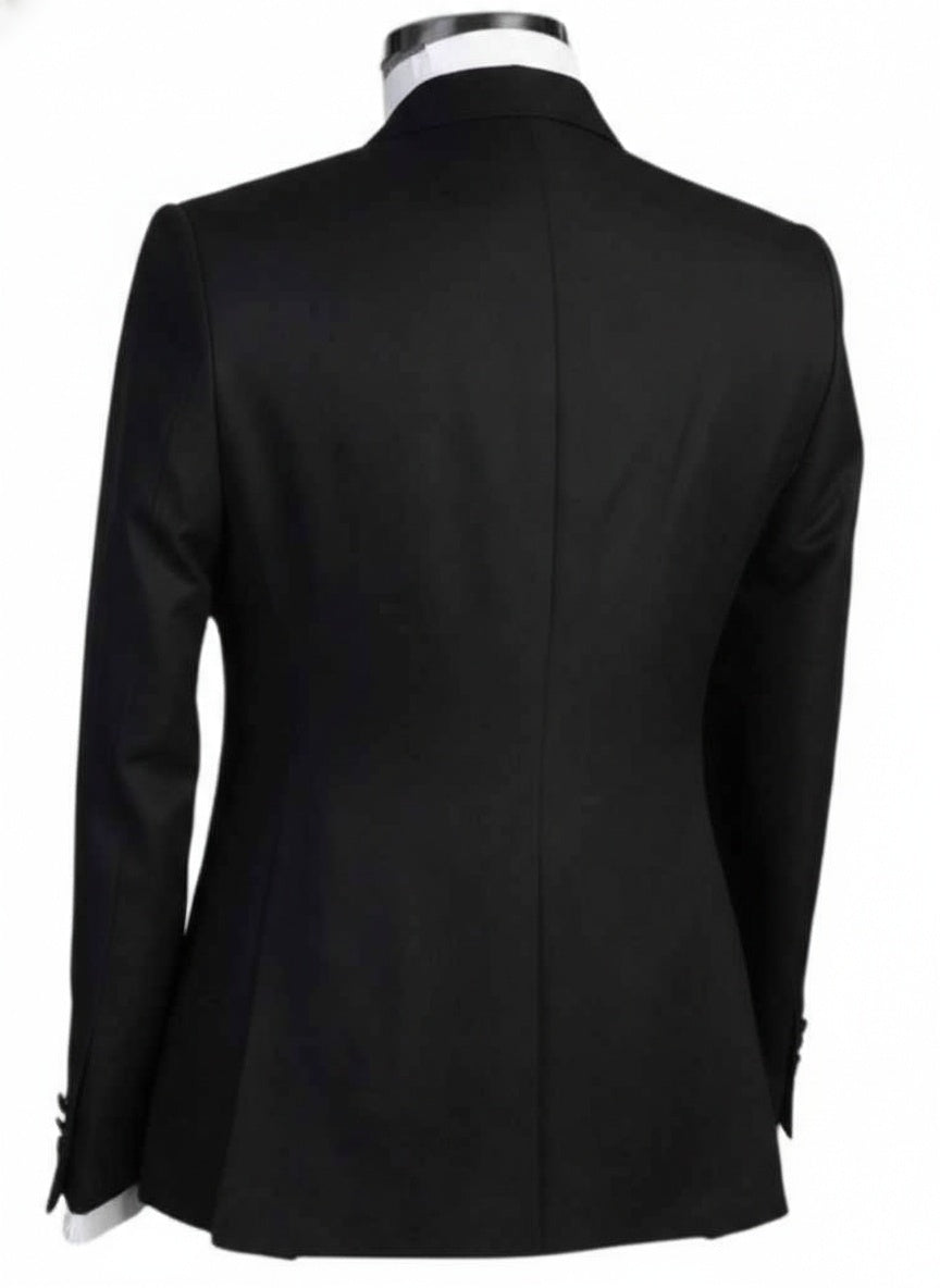 Men's Tailored Fit Double Breasted 2 Pieces Black Beading Sequins Blazer Elegant Halloween Suits