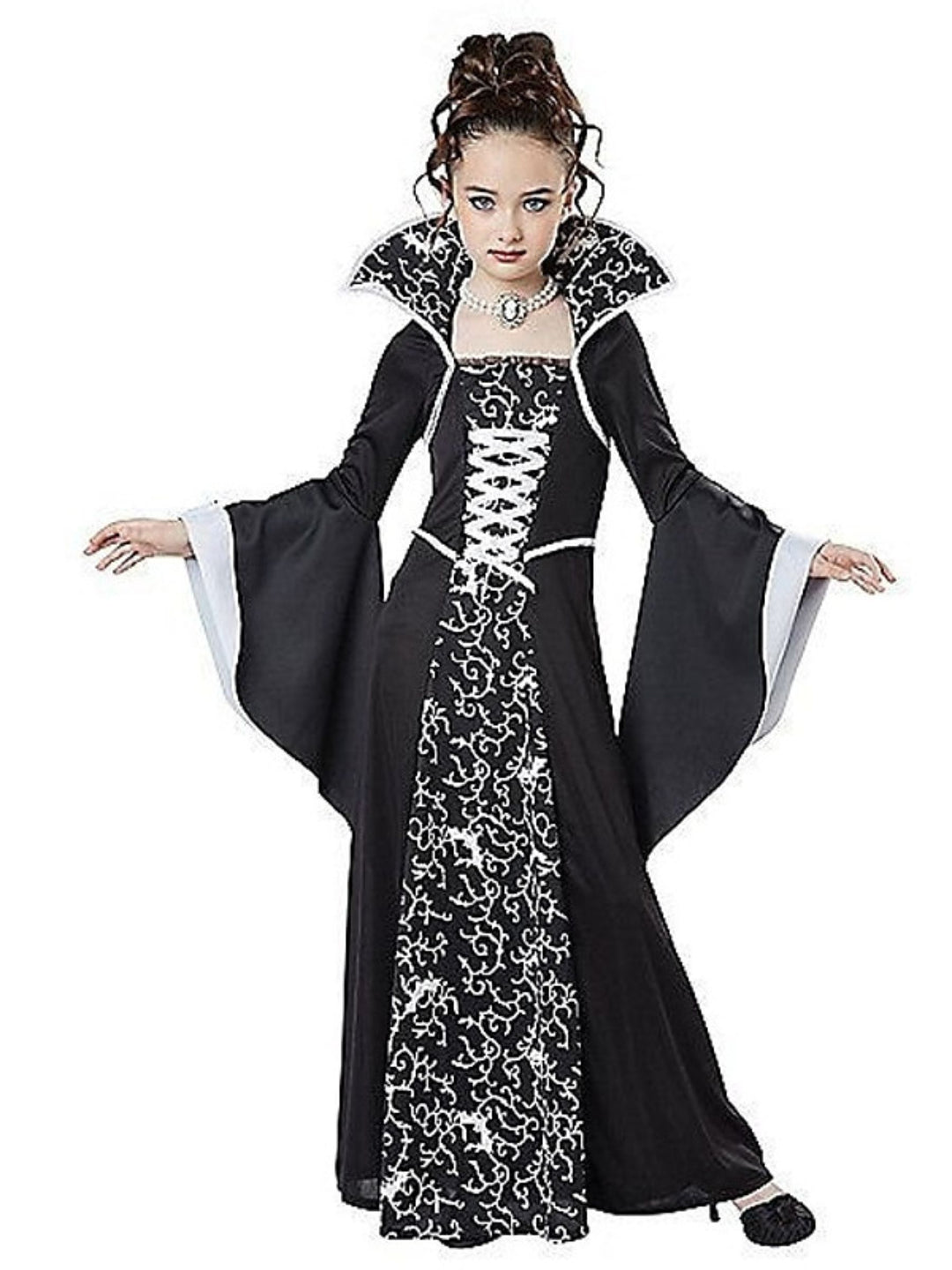 A-Line/Princess Square Neckline Long Sleeves Asymmetrical Children Witch Halloween Performance Costumes Dress