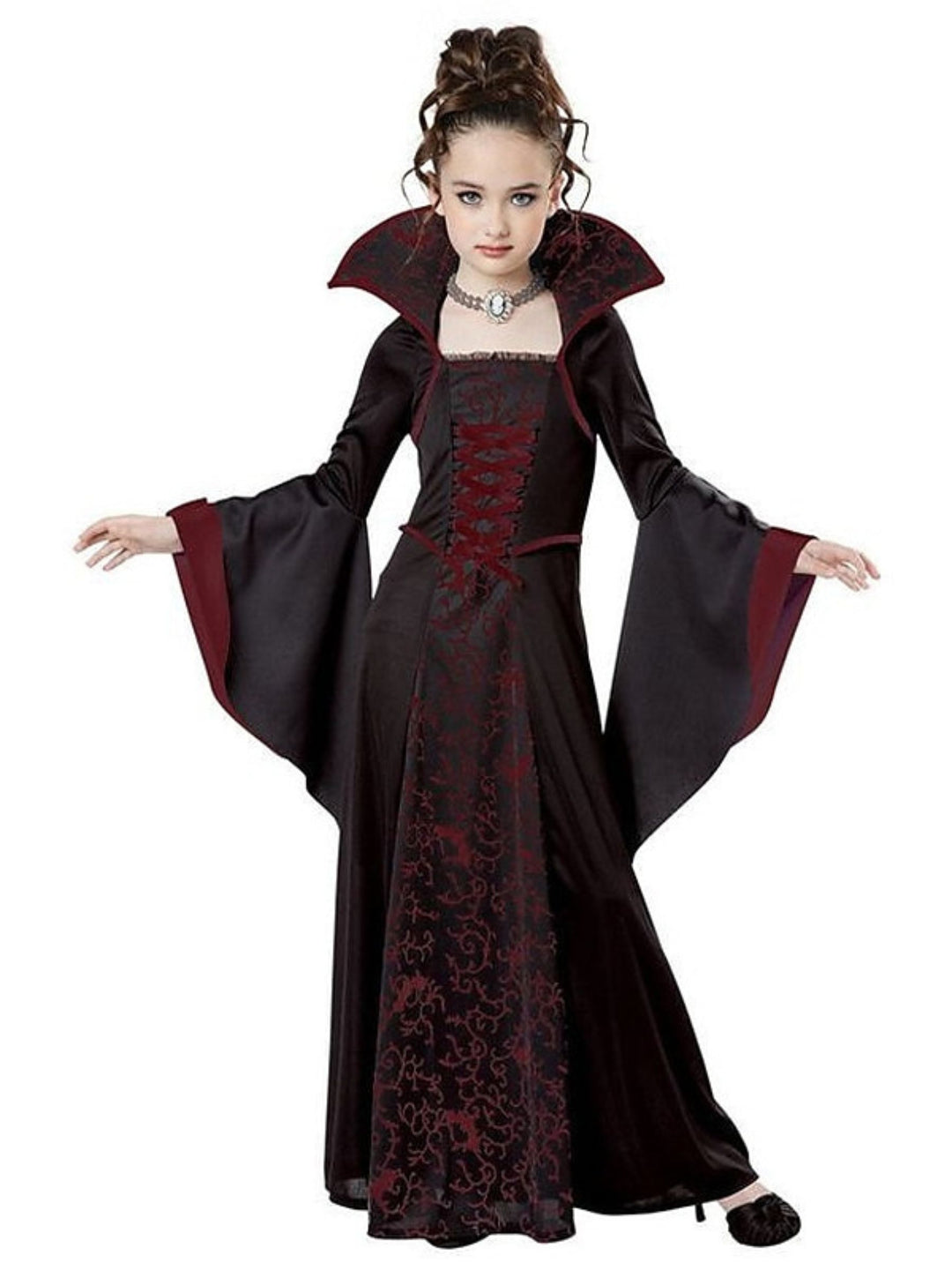 a line halloween dress Girls' Halloween Pumpkin Witch A-Line Dress with Bat Print Floor Length Costume Mia Princess