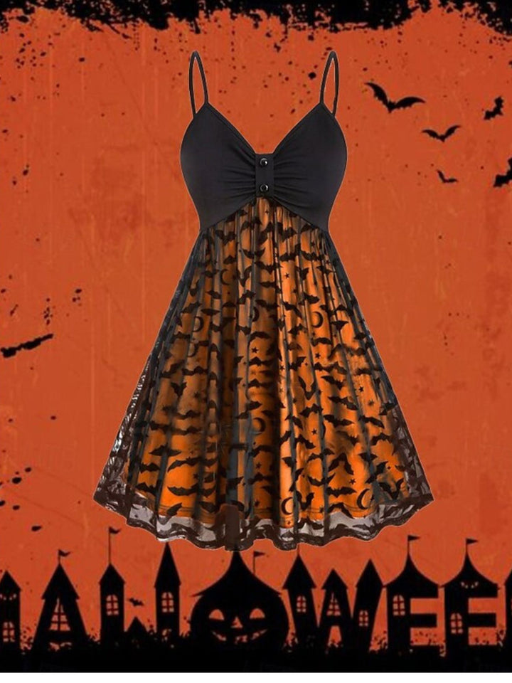 A-Line/Princess Sexy Slip Dress V-Neck Sleeveless Knee-Length Bat Halloween Performance Costumes Dress