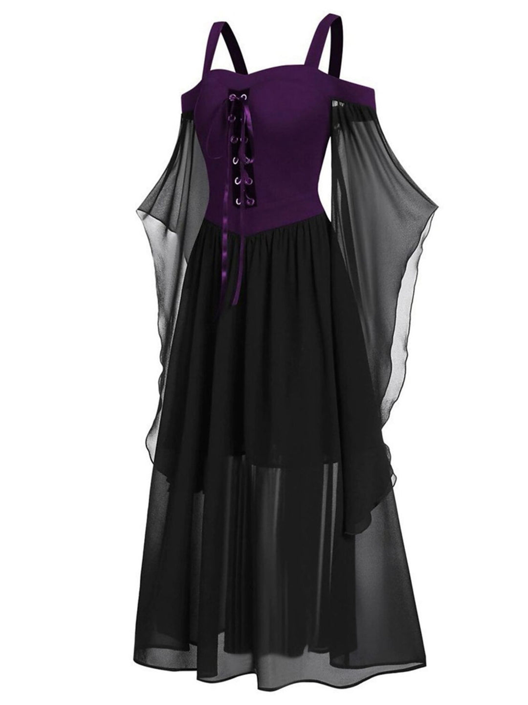 A-Line/Princess Black Sweetheart 3/4 Sleeves Knee-Length Retro Gothic Halloween Performance Costumes Dress