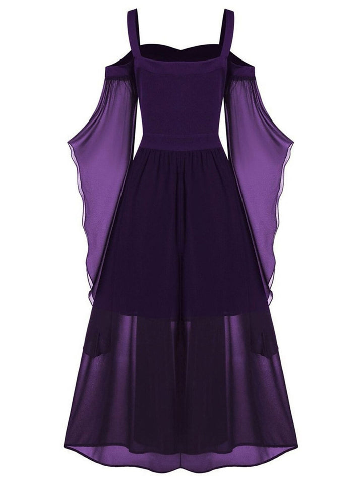 A-Line/Princess Black Sweetheart 3/4 Sleeves Knee-Length Retro Gothic Halloween Performance Costumes Dress