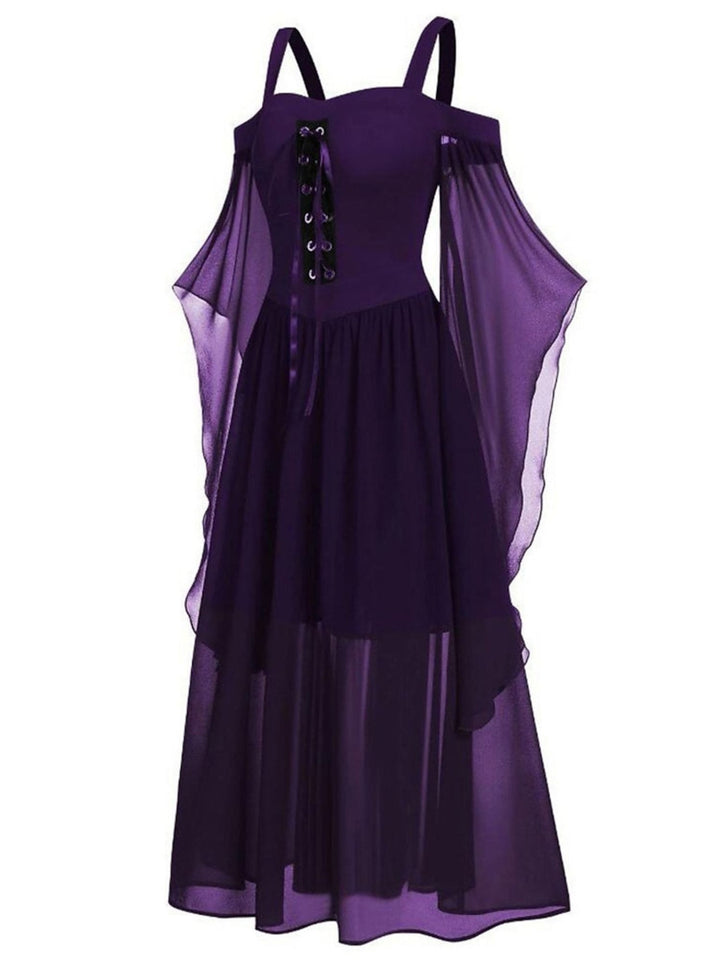 A-Line/Princess Black Sweetheart 3/4 Sleeves Knee-Length Retro Gothic Halloween Performance Costumes Dress