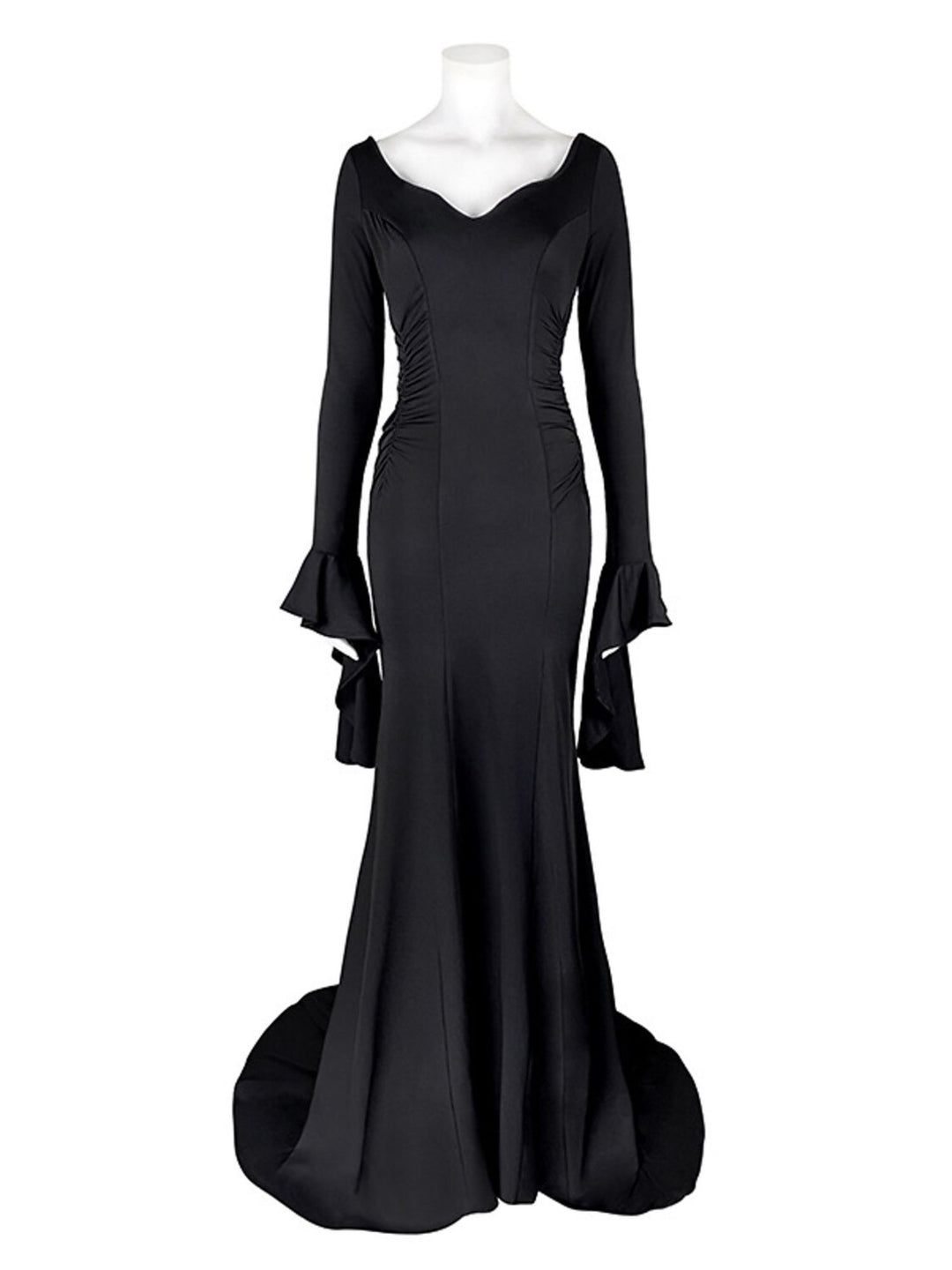 Mermaid/Trumpet V-neck Long Sleeves Floor Length Goth Black Halloween Performance Costumes Dress