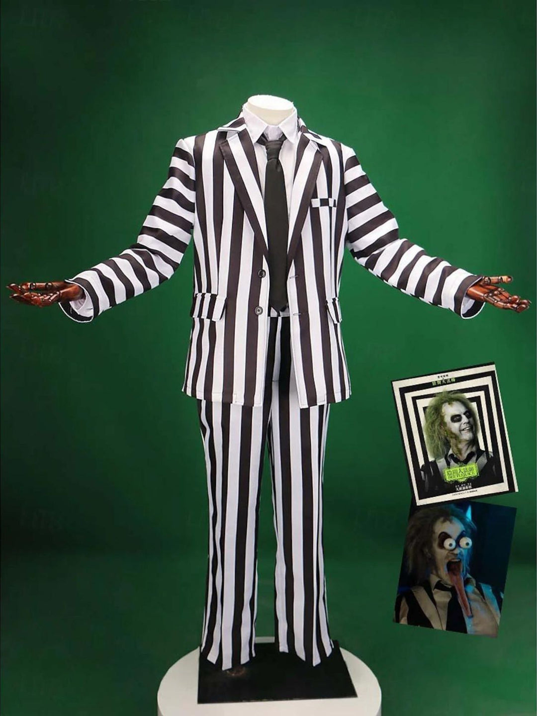 Halloween Classic Black and White Striped Men's Suits Horror Movie Cosplay Costume