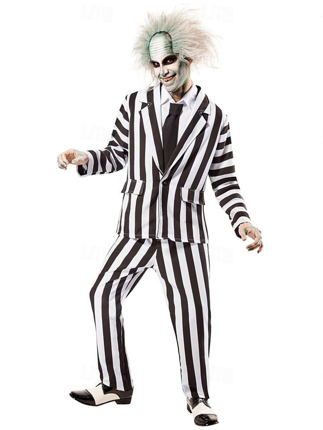 Halloween Classic Black and White Striped Men's Suits Horror Movie Cosplay Costume