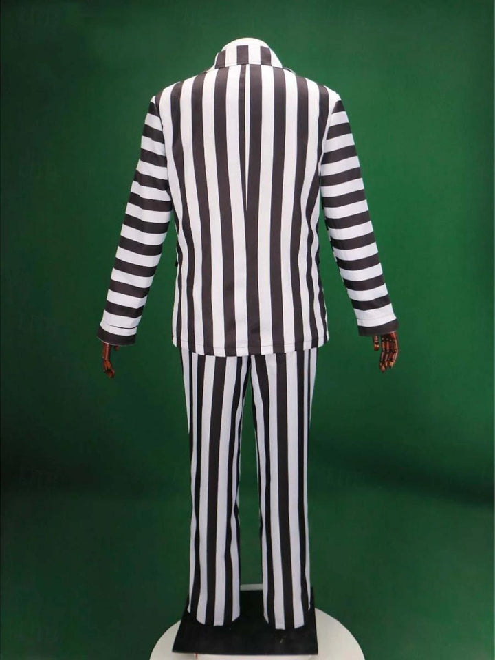 Halloween Classic Black and White Striped Men's Suits Horror Movie Cosplay Costume