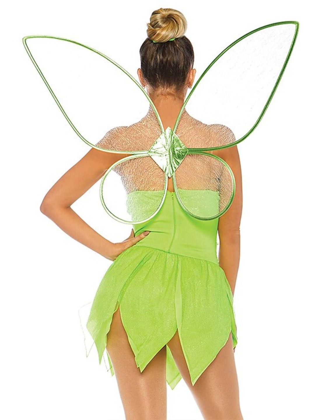 Classic Light Green Sleeveless V-Neck Asymmetrical Mini Fairy Dress Halloween Cosplay Costume