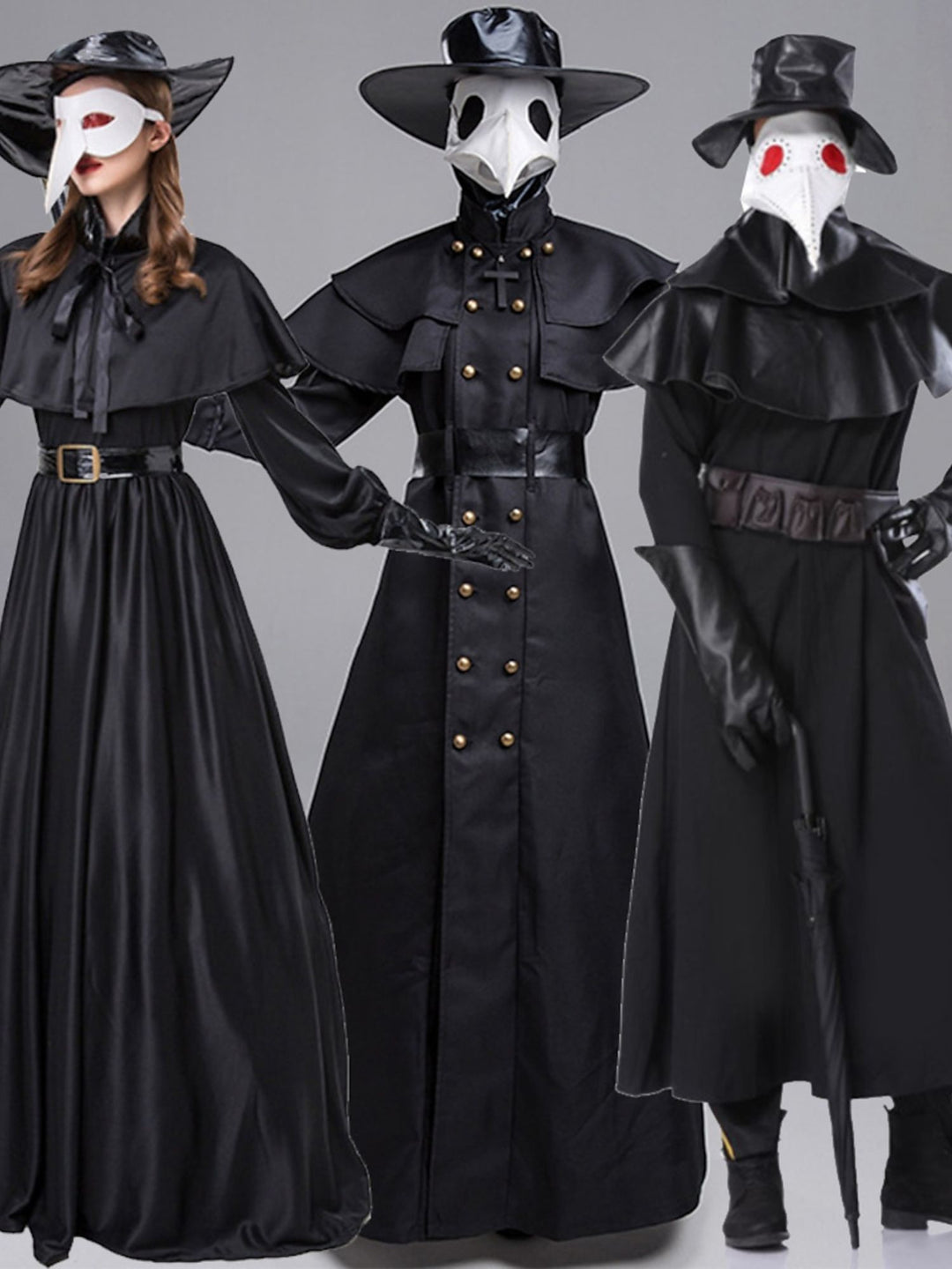 Halloween Black Steampunk Plague Doctor Adult's Cosplay Masquerade Costume