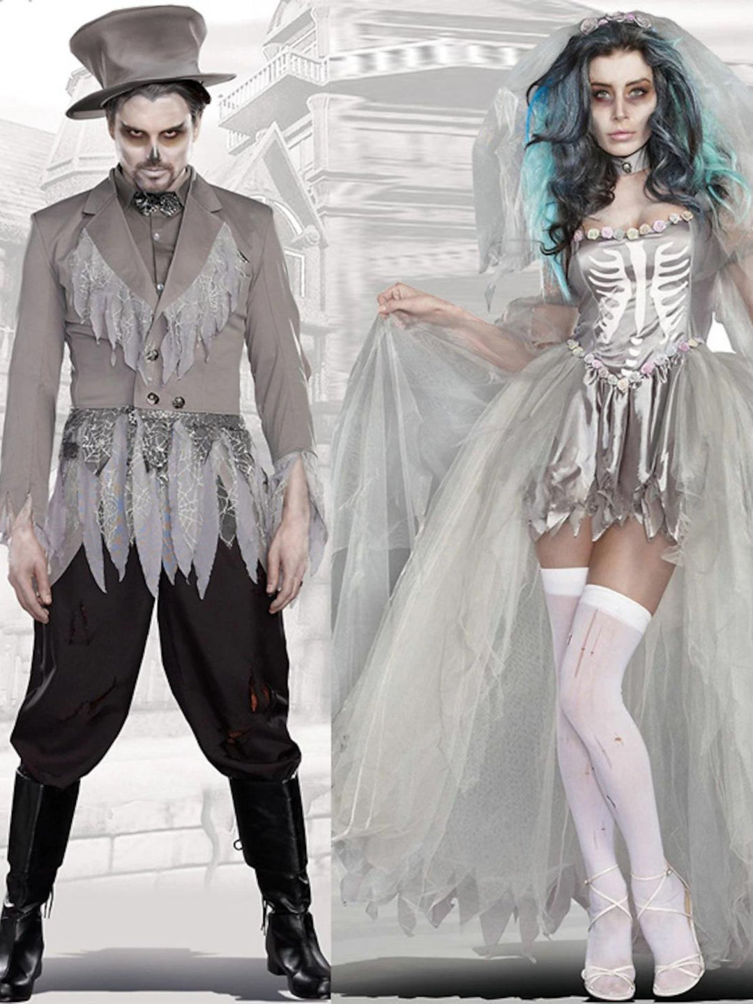 Halloween Party Couple Ghost Movie Scary Masquerade Costumes