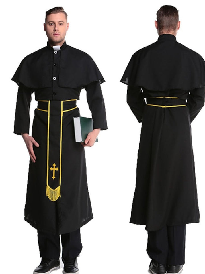 Couple Priest Nun Couple Black Golden Halloween Masquerade Vintage Costume