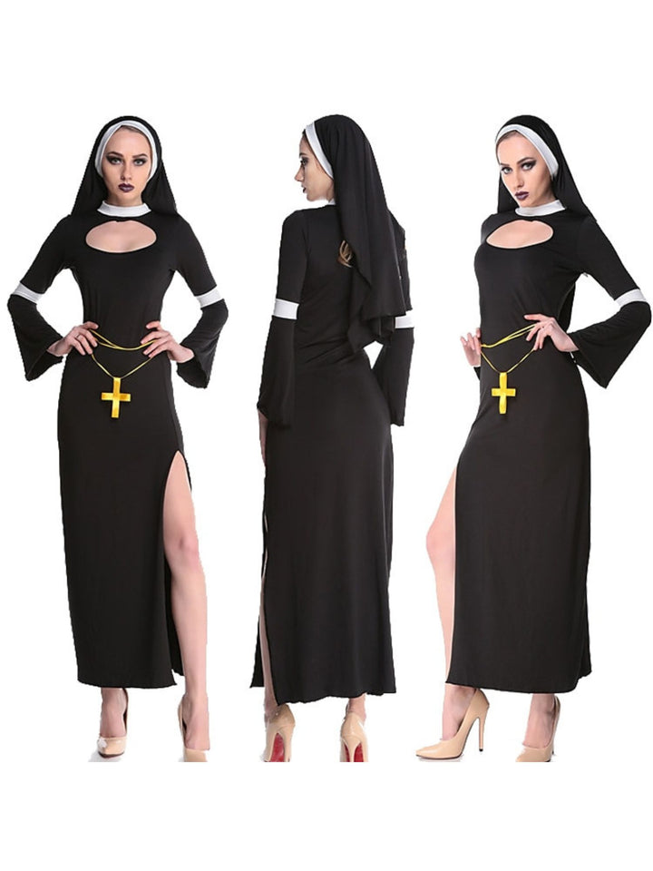 Couple Priest Nun Couple Black Golden Halloween Masquerade Vintage Costume