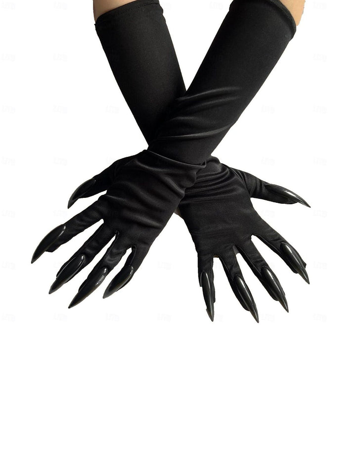 Black Witch Slim Elegant Gloves for Halloween Masquerade Party Costume Props