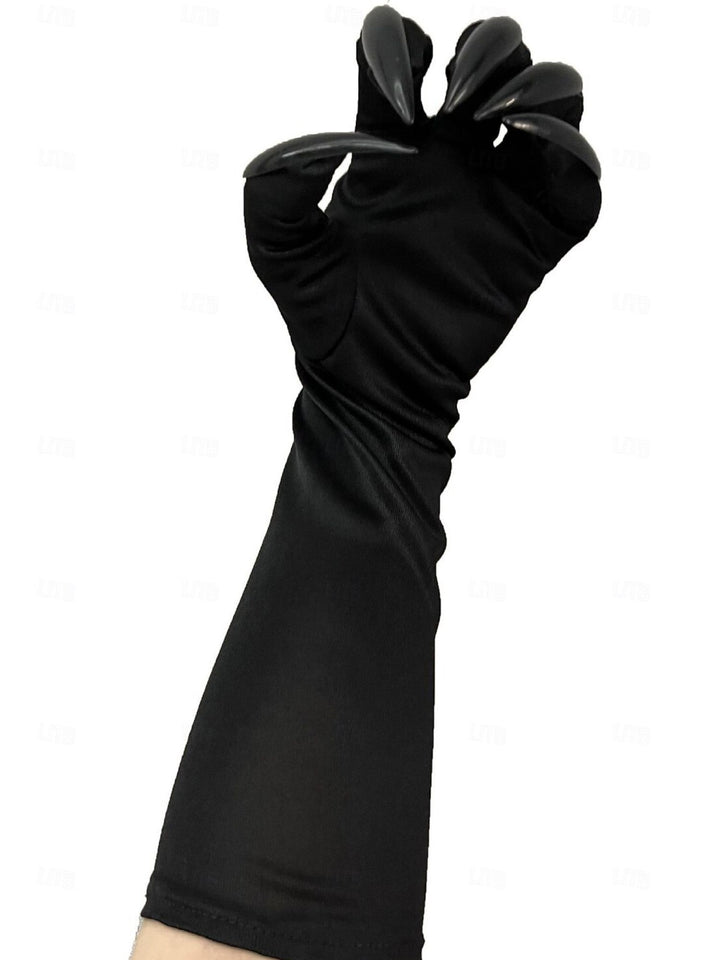 Black Witch Slim Elegant Gloves for Halloween Masquerade Party Costume Props