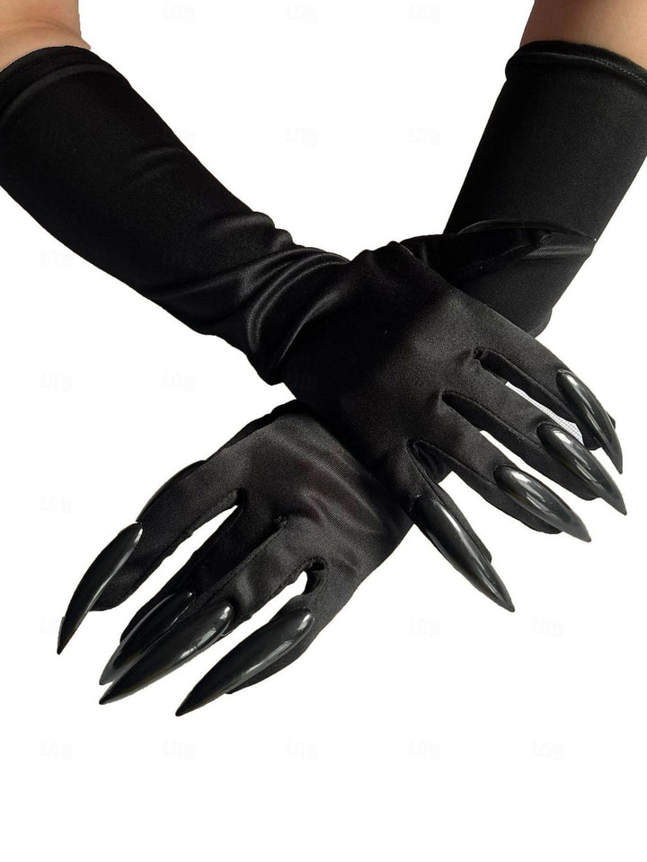 Black Witch Slim Elegant Gloves for Halloween Masquerade Party Costume Props