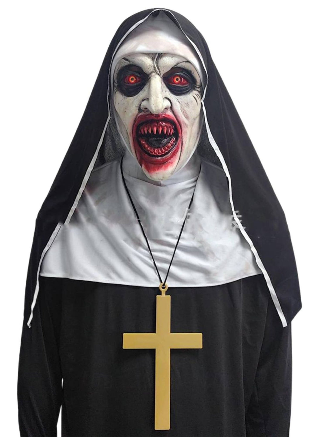 Black Horror Scary Nun Devil Mask Adult Halloween Performance Masquerade Props