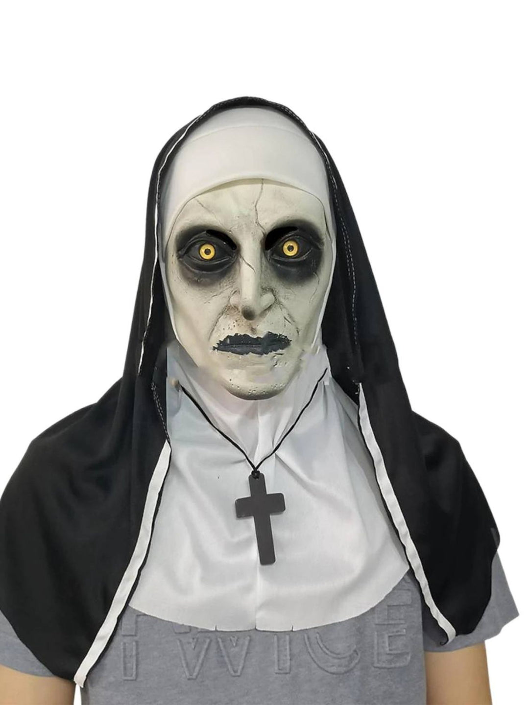 Black Horror Scary Nun Devil Mask Adult Halloween Performance Masquerade Props