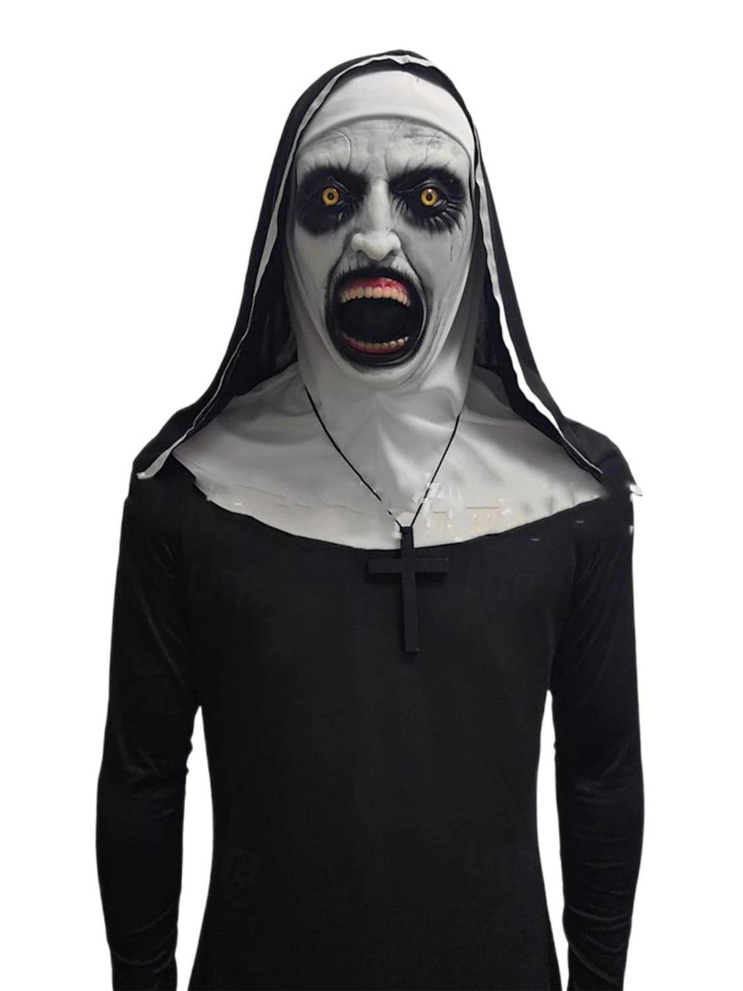 Black Horror Scary Nun Devil Mask Adult Halloween Performance Masquerade Props