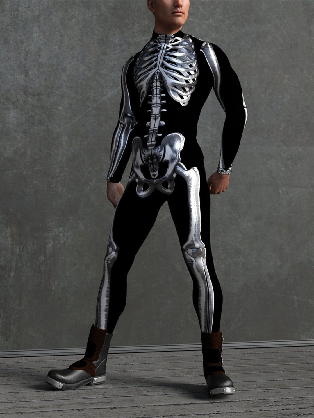 Dark Adults' Skull One Piece Full Body Catsuit Halloween Scary Cosplay Costume