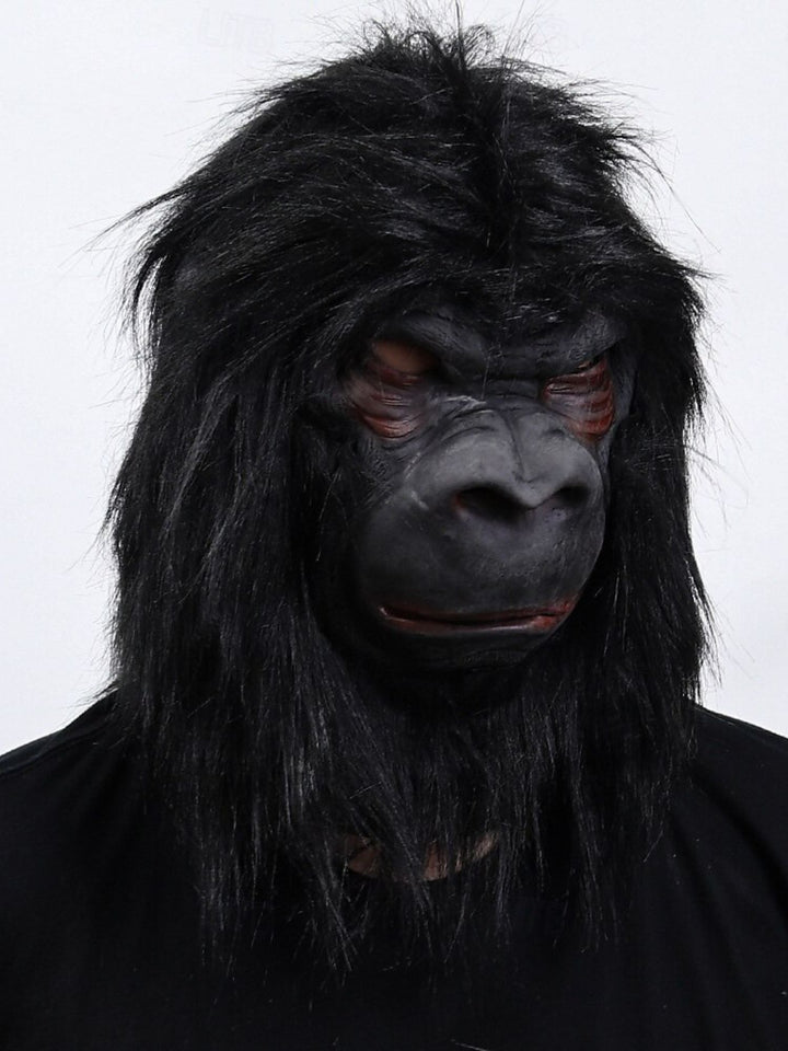 Black Ferocious Gorilla Full-Head Mask Scary Halloween Performance Costume