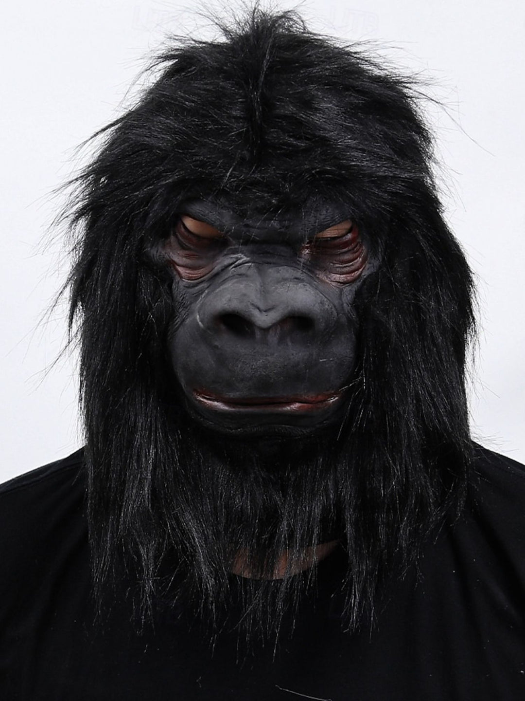 Black Ferocious Gorilla Full-Head Mask Scary Halloween Performance Costume