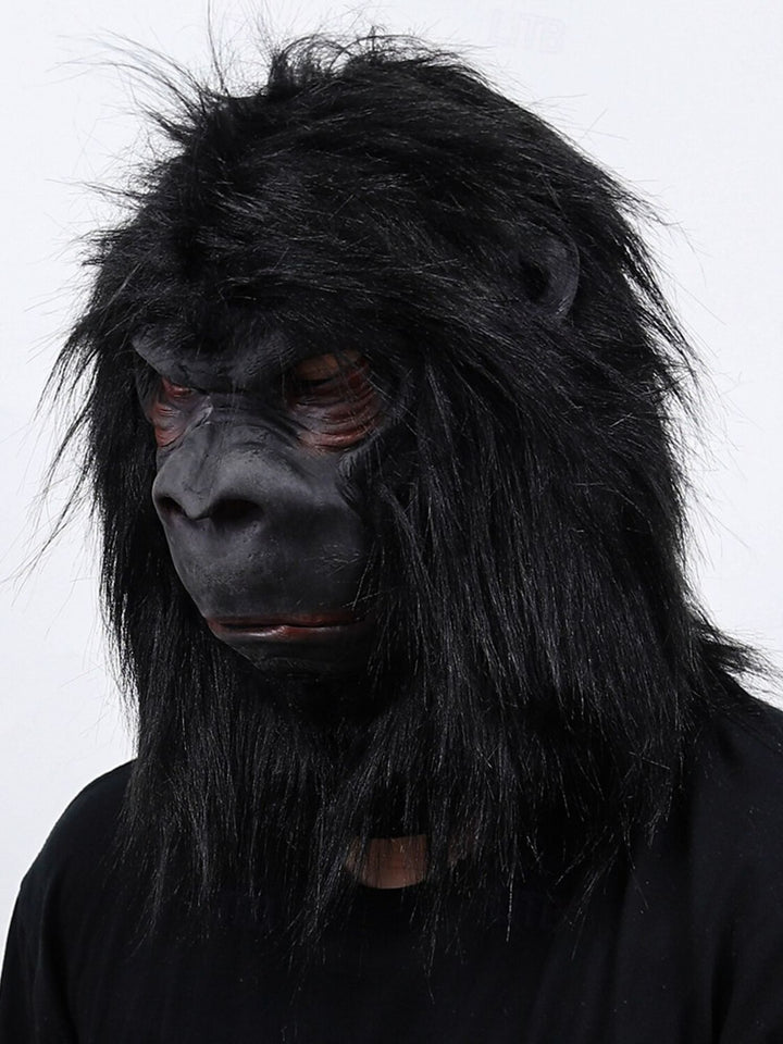 Black Ferocious Gorilla Full-Head Mask Scary Halloween Performance Costume