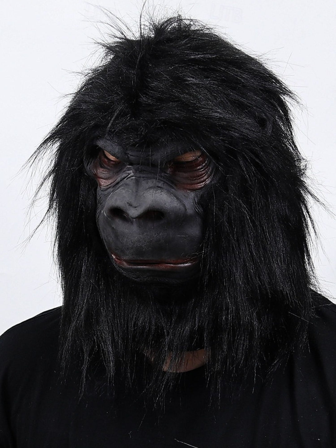 Black Ferocious Gorilla Full-Head Mask Scary Halloween Performance Costume