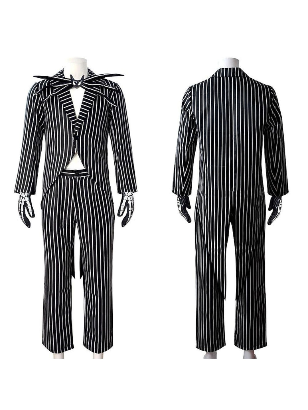 Halloween Classic Black and White Striped Bat Bow Tie Couple Masquerade Costume