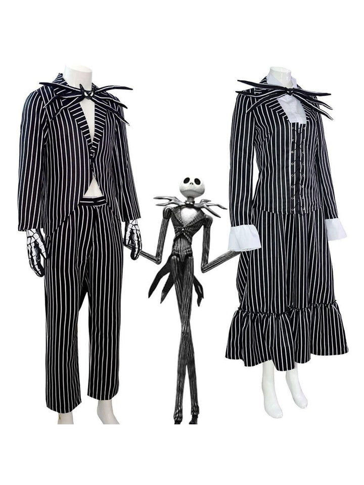 Halloween Classic Black and White Striped Bat Bow Tie Couple Masquerade Costume