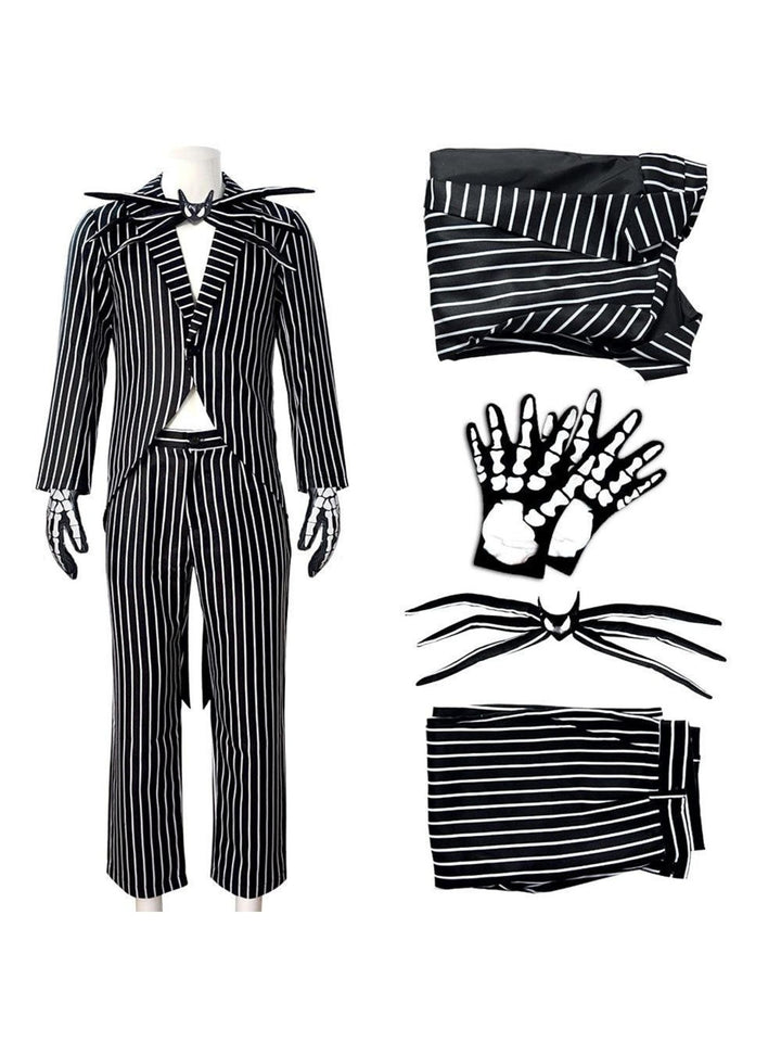 Halloween Classic Black and White Striped Bat Bow Tie Couple Masquerade Costume