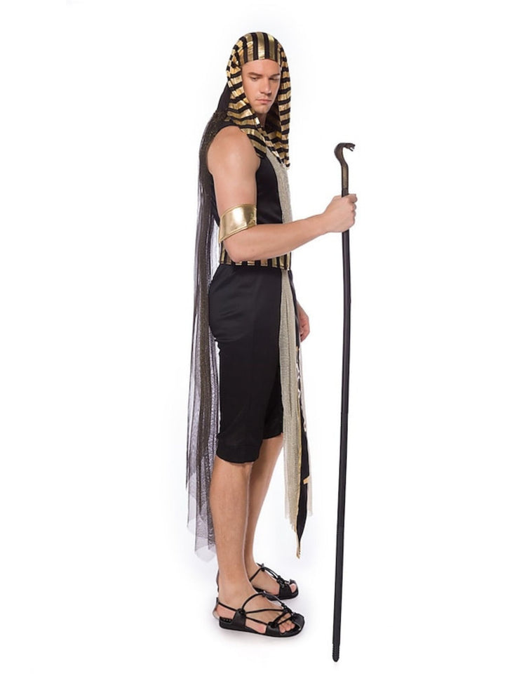 Halloween Simple Black Pharaoh Couple Costume Cosplay Masquerade Set