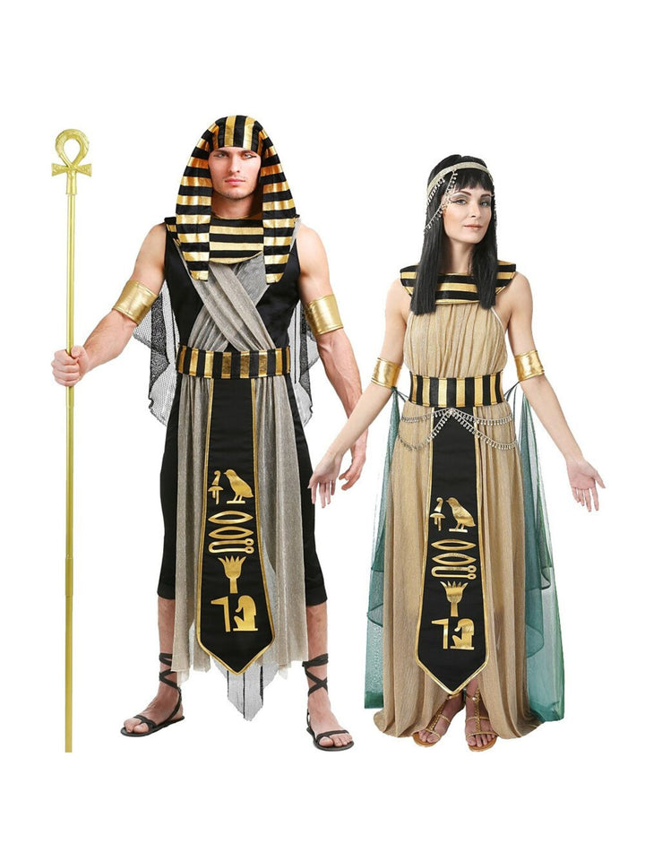 Halloween Simple Black Pharaoh Couple Costume Cosplay Masquerade Set