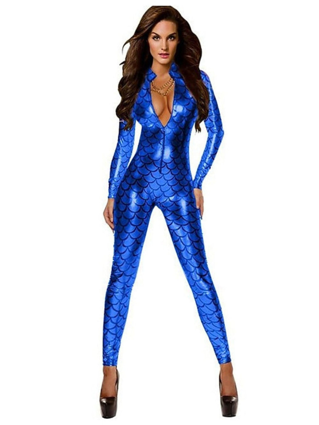 Vintage 1980s Sexy Disco Dancewear Costume Halloween V-Neck Bodysuit