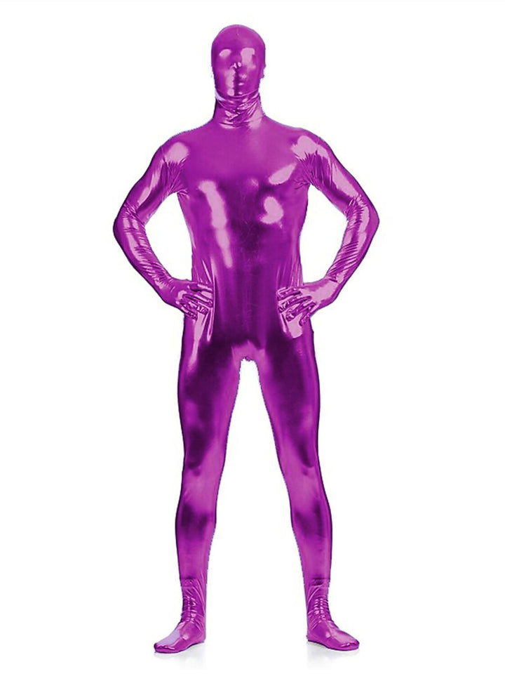 Solid Colored Sexy Latex Sparkling Bodysuit Halloween Funny High Elastic Costume