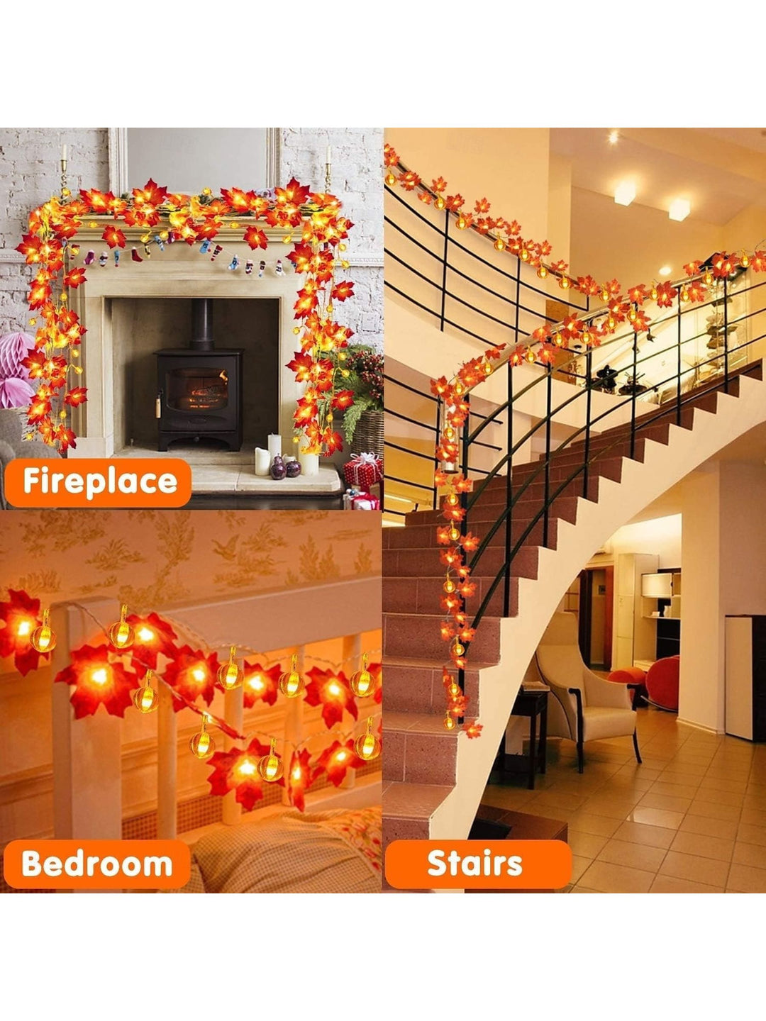 Halloween Maple Leaf Pumpkin String Decoration Lights Costume Props