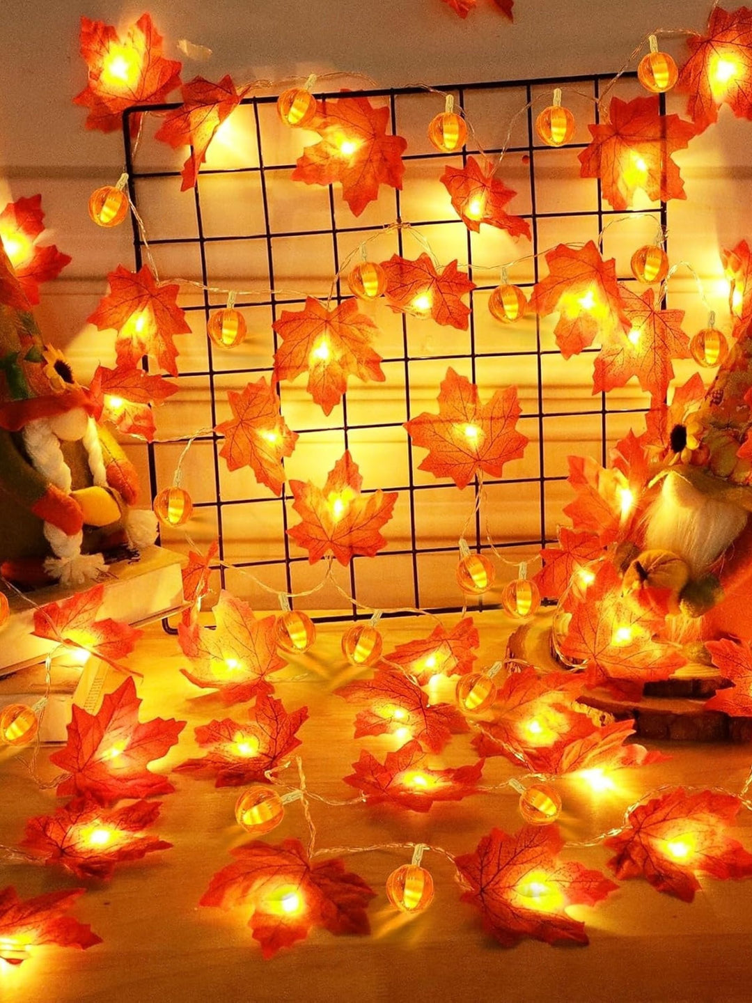 Halloween Maple Leaf Pumpkin String Decoration Lights Costume Props