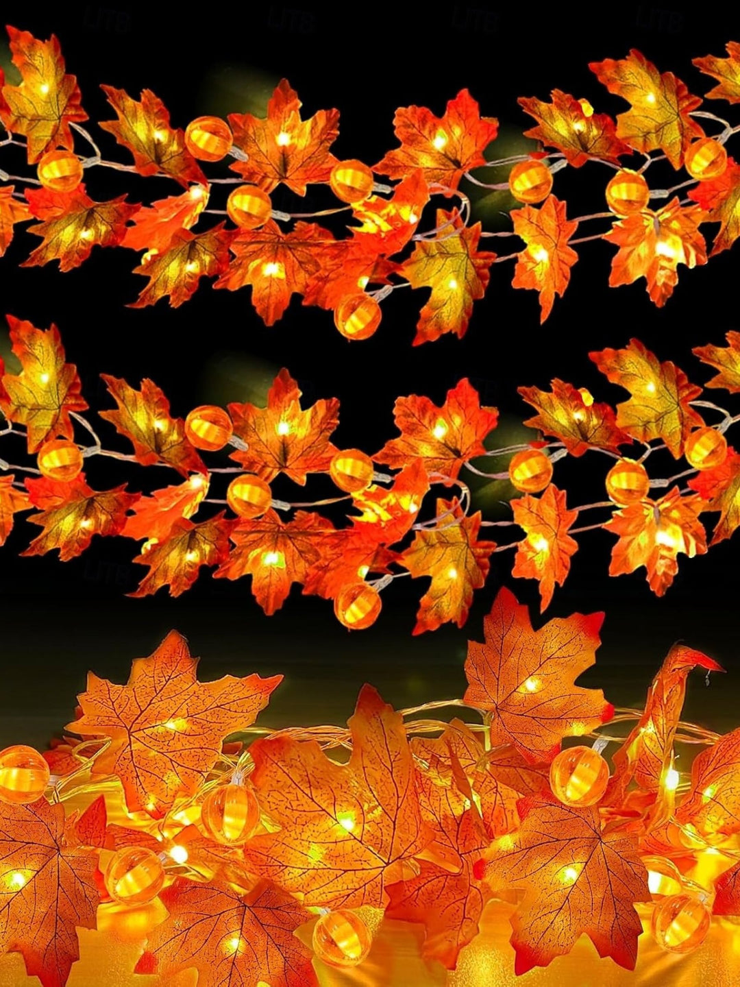 Halloween Maple Leaf Pumpkin String Decoration Lights Costume Props