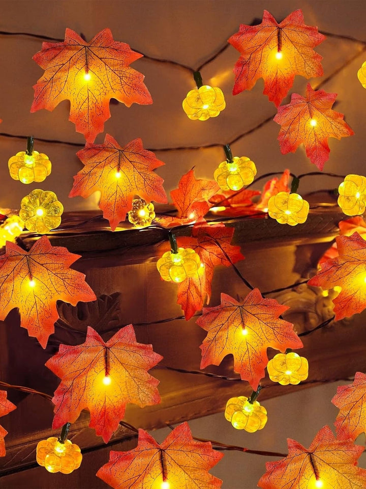 Halloween Maple Leaf Pumpkin String Decoration Lights Costume Props