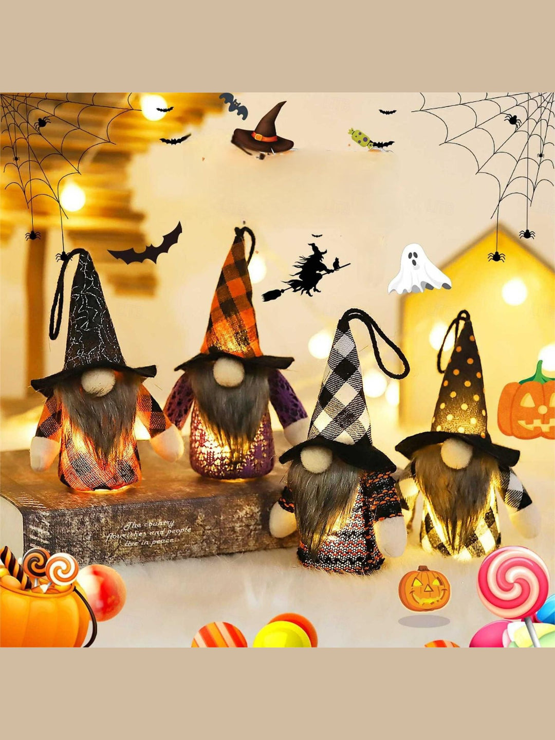 Forest Witch Pendant Hat Light Tabletop Decoration Cute Doll Halloween Props