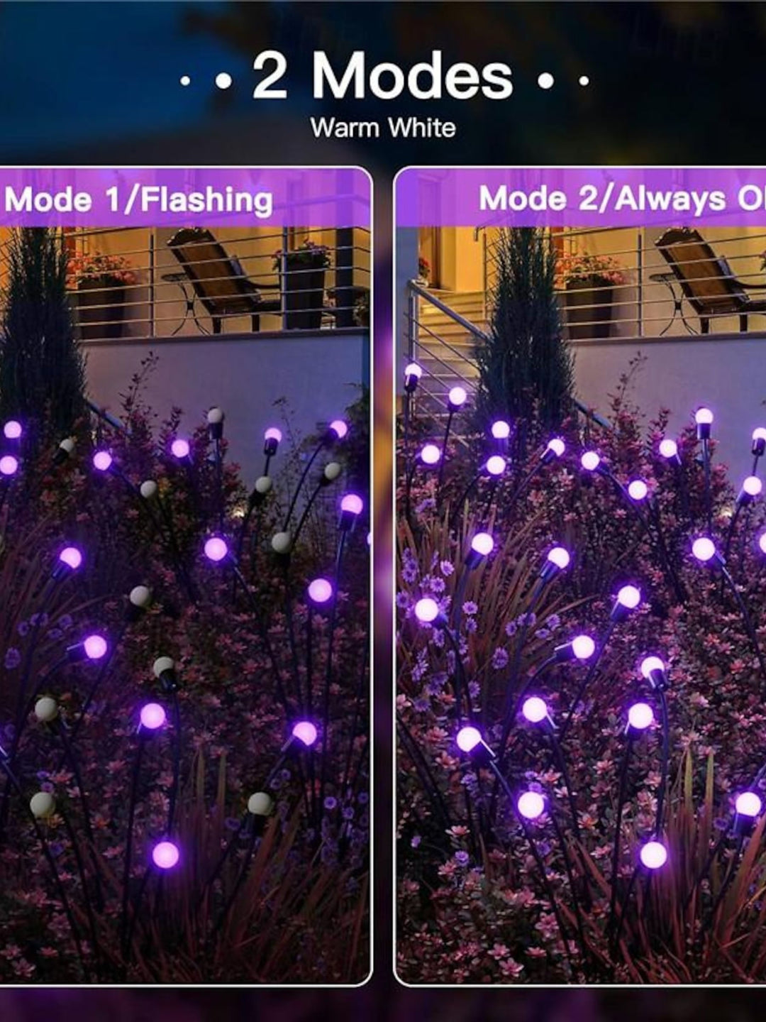 Purple Waterproof Stainless Steel Solar Wind-Swing Firefly Lawn Lights