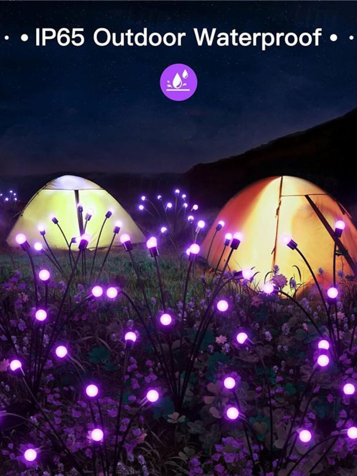 Purple Waterproof Stainless Steel Solar Wind-Swing Firefly Lawn Lights