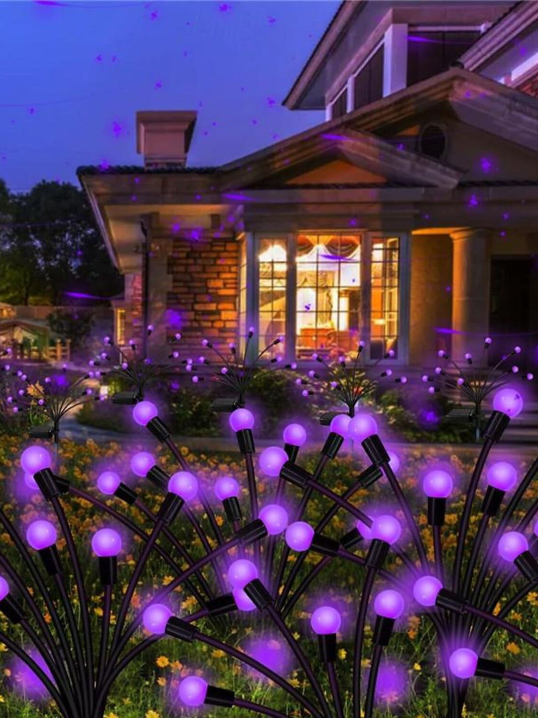 Purple Waterproof Stainless Steel Solar Wind-Swing Firefly Lawn Lights