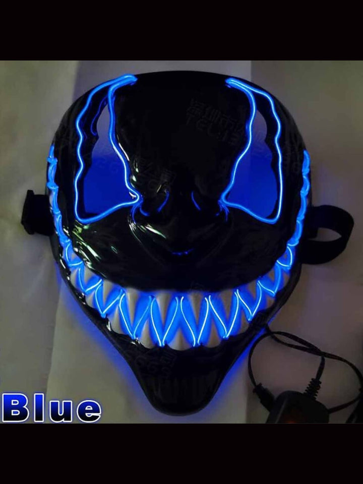 Halloween LED Dark Evil Neon Glowing Devil Mask Masquerade Props