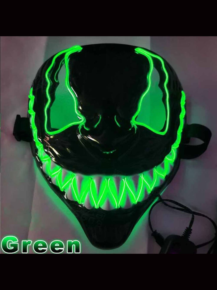 Halloween LED Dark Evil Neon Glowing Devil Mask Masquerade Props