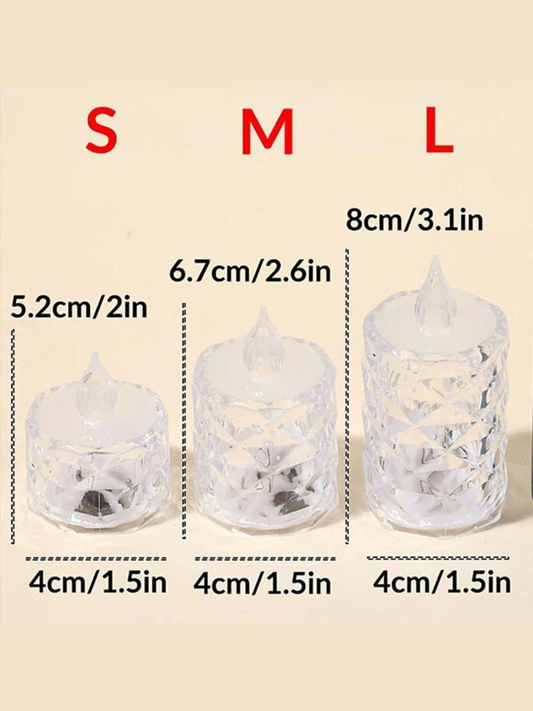 Retro Crystal Flameless Candle Atmospheric Lights (3 pics of set)